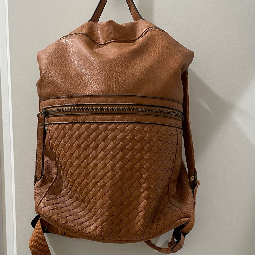 Brown faux Leather Backpack